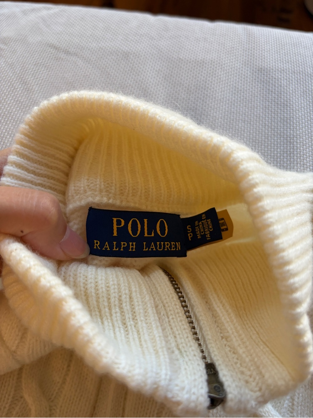 $268 Polo Ralph Lauren wool and cashmere half zip sweater cream ivory - Picture 5 of 7